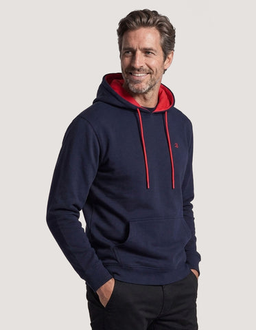 Navy and Red Fleece Pullover Hoodie