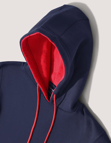 Navy and Red Fleece Pullover Hoodie
