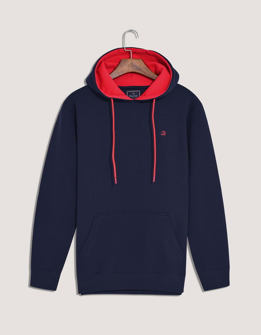 Navy and Red Fleece Pullover Hoodie