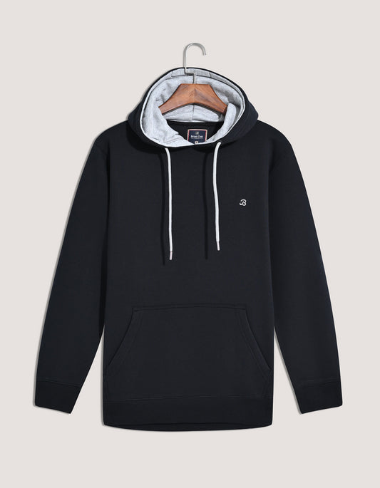 Black Plain Pullover Fleece Hoodie