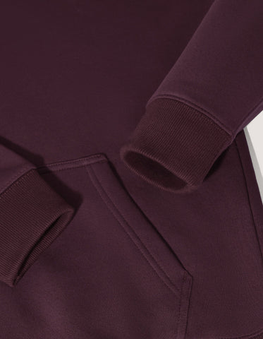 Maroon Plain Fleece Pullover Hoodie