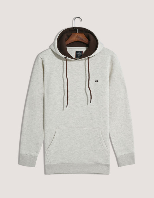 Oatmeal Plain Pullover Fleece Hoodie