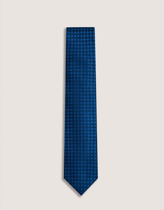 Corbata de seda con flores azul marino y azul