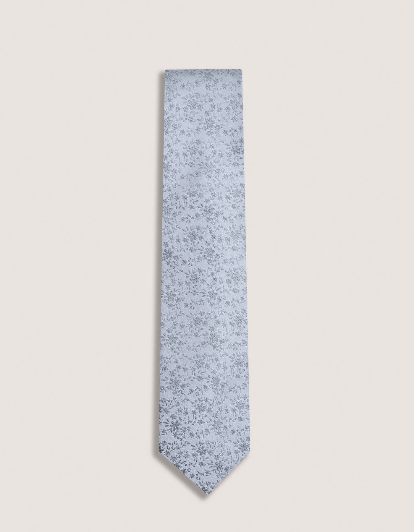 Silver Floral Silk Tie