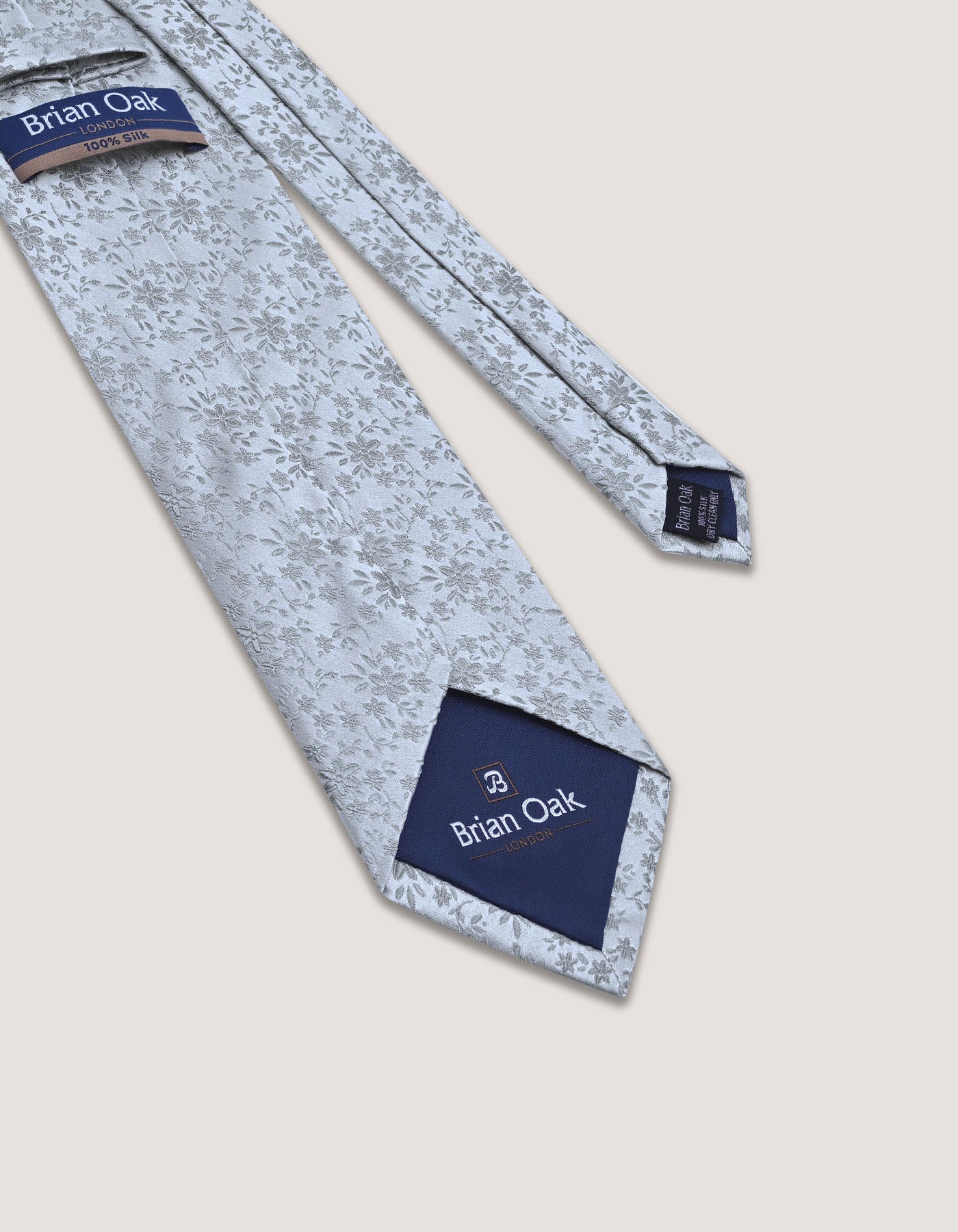 Silver Floral Silk Tie