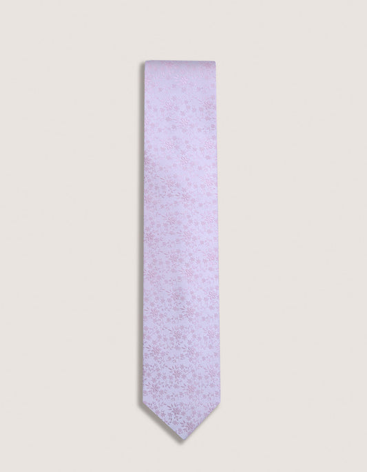 Corbata de seda con estampado floral rosa bebé para hombre