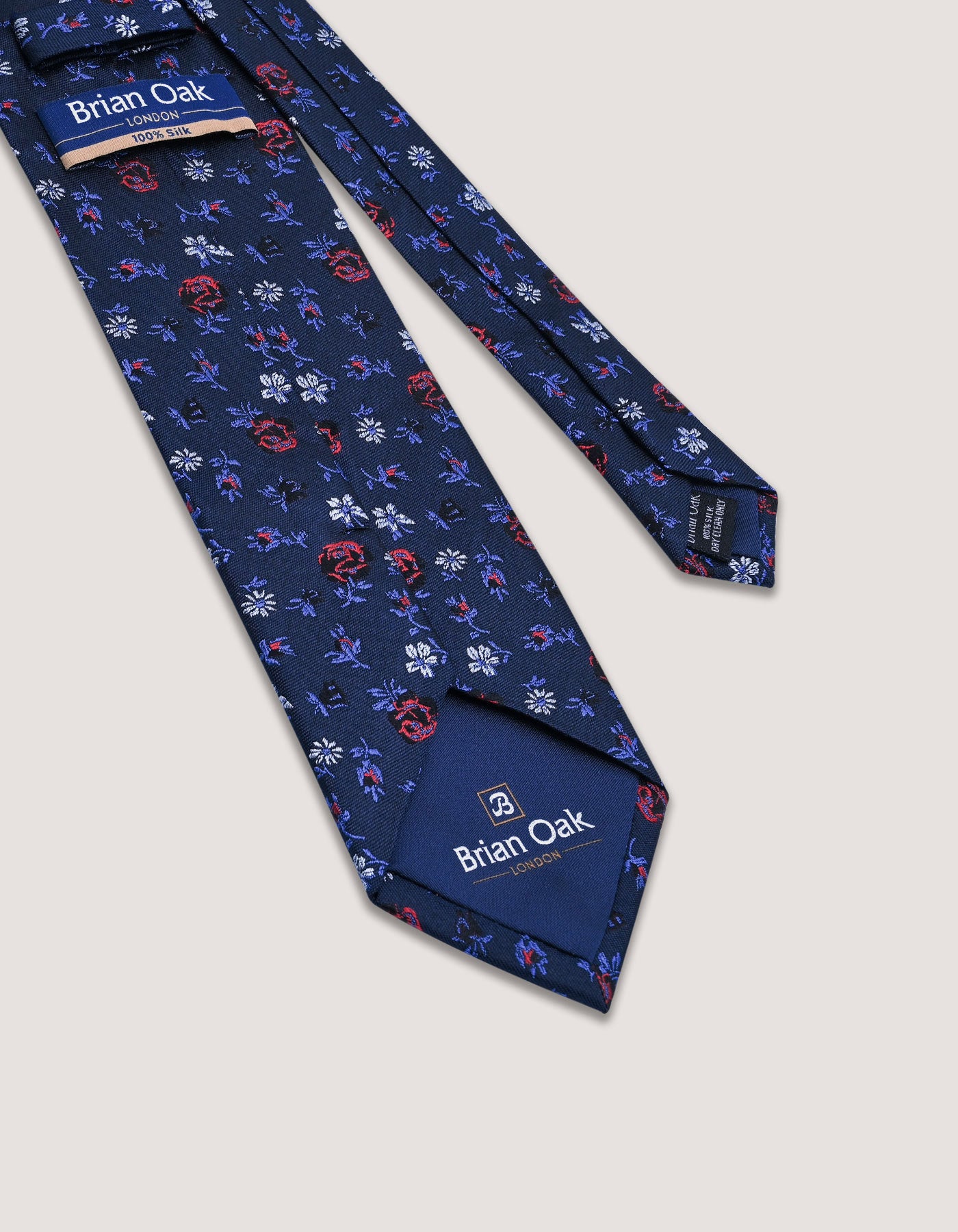 Navy and Blue Designer Floral Silk Tie