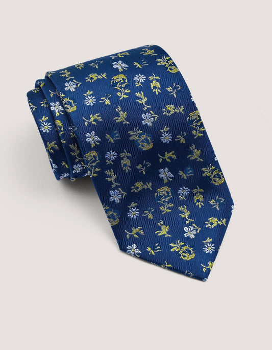 Navy and Golden Yellow Men’s Silk Tie 