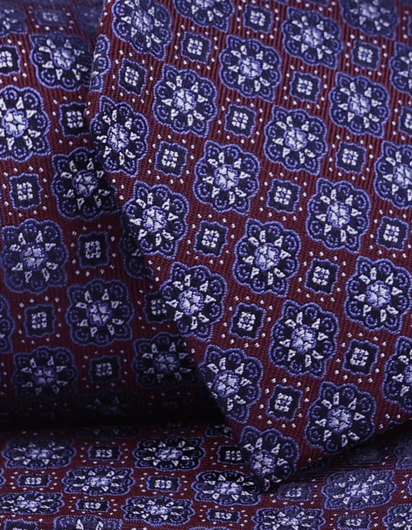 Maroon and Blue Floral Tie