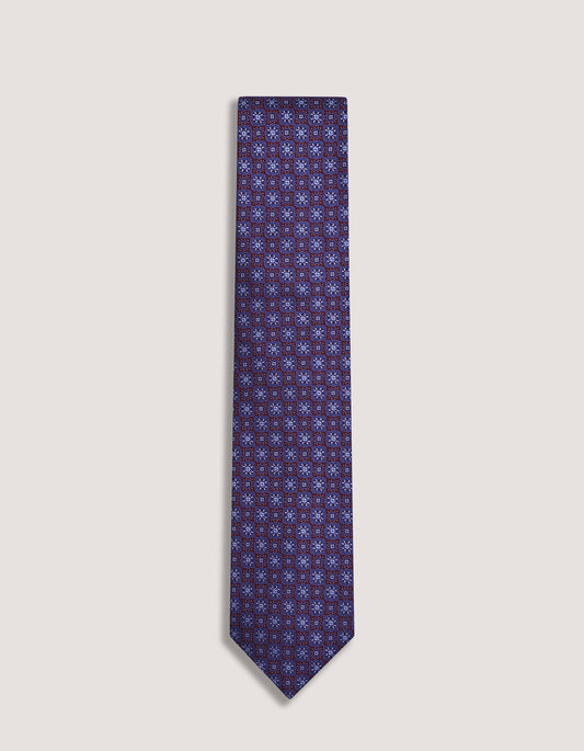 Maroon and Blue Floral Tie