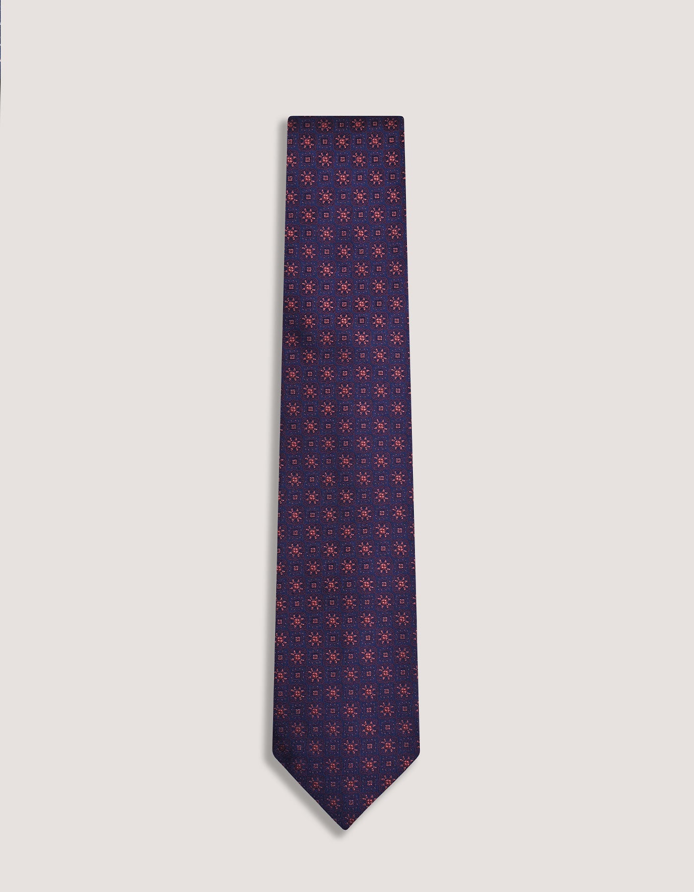 Navy and Rust Silk Floral Tie