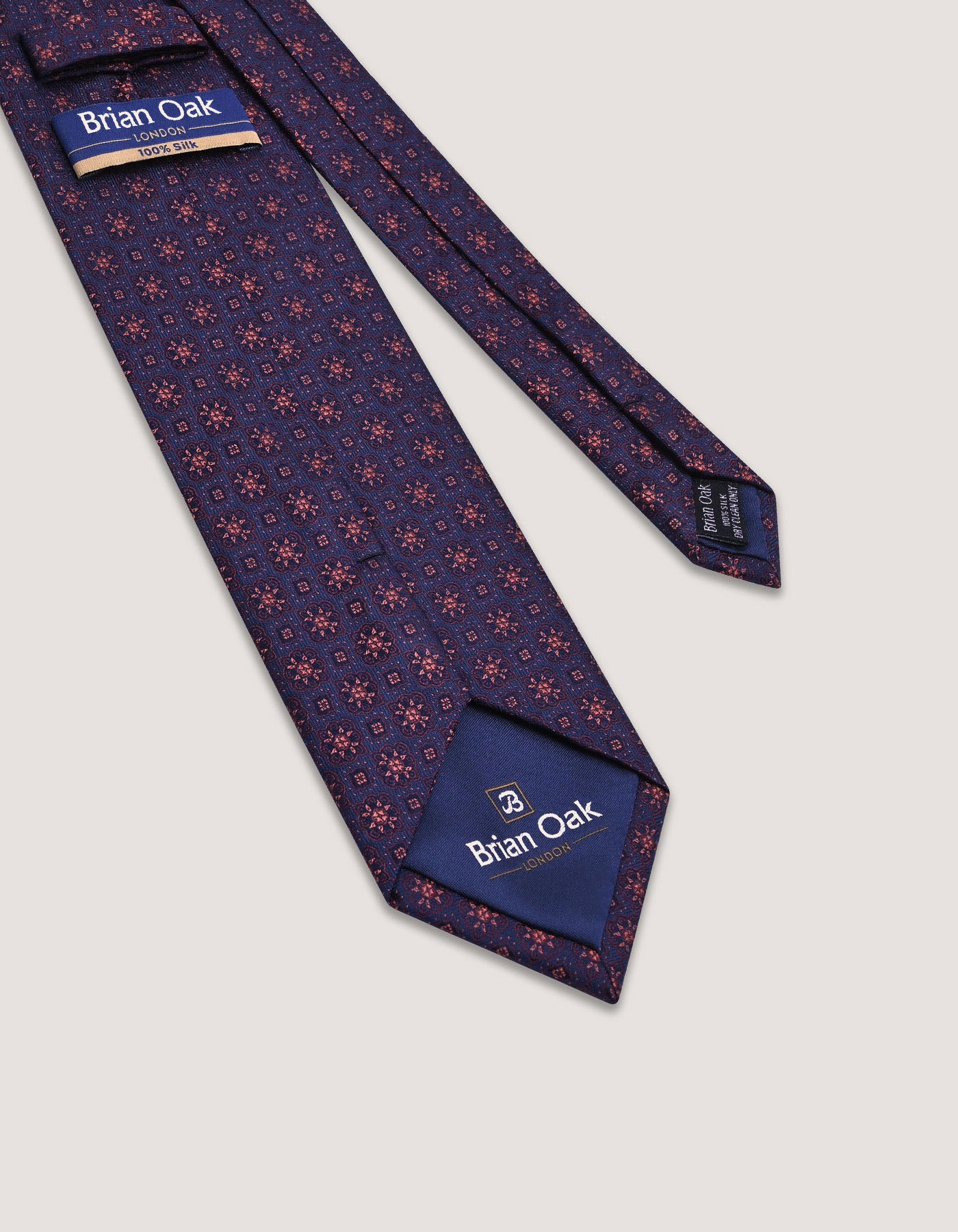 Navy and Rust Silk Floral Tie