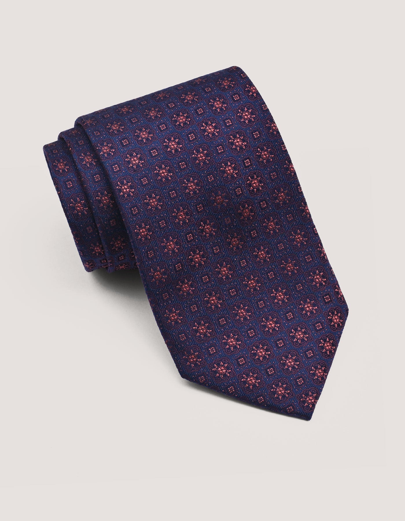 Navy and Rust Mens Textured Tie 