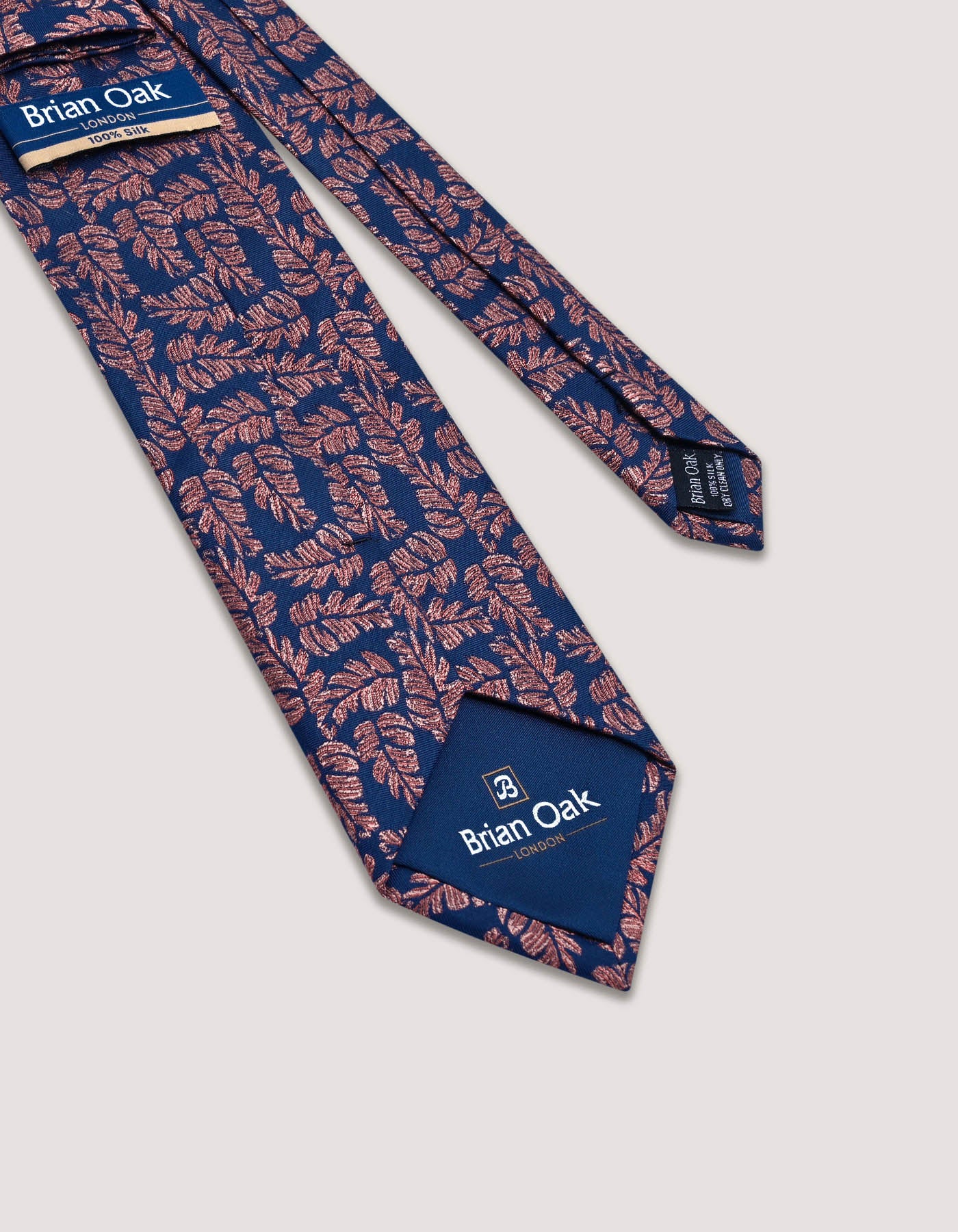 Copper and Navy Floral Print Tie