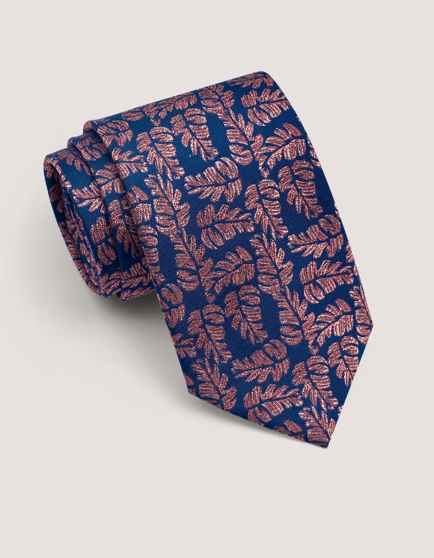 Copper and Navy Men’s Luxury Floral Tie 