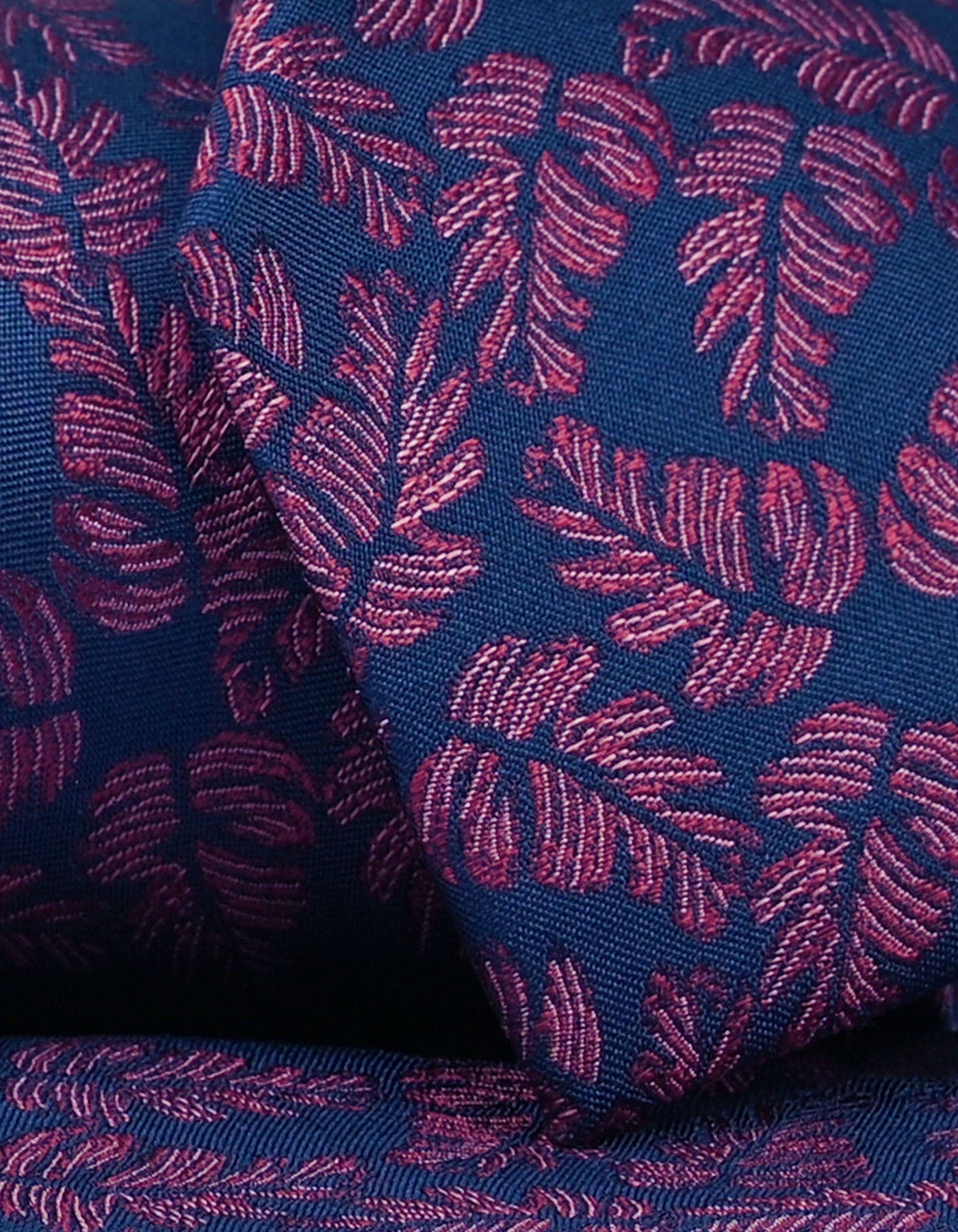 Magenta and Navy Floral Silk Tie