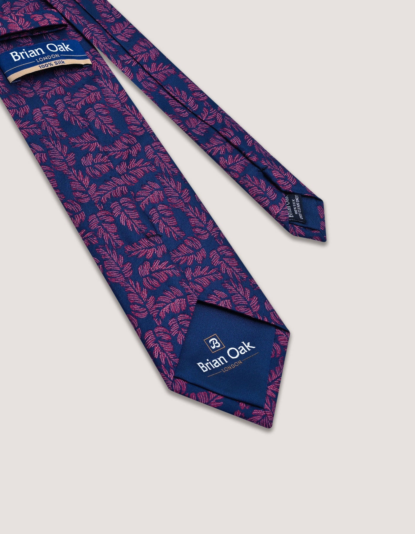 Magenta and Navy Floral Silk Tie