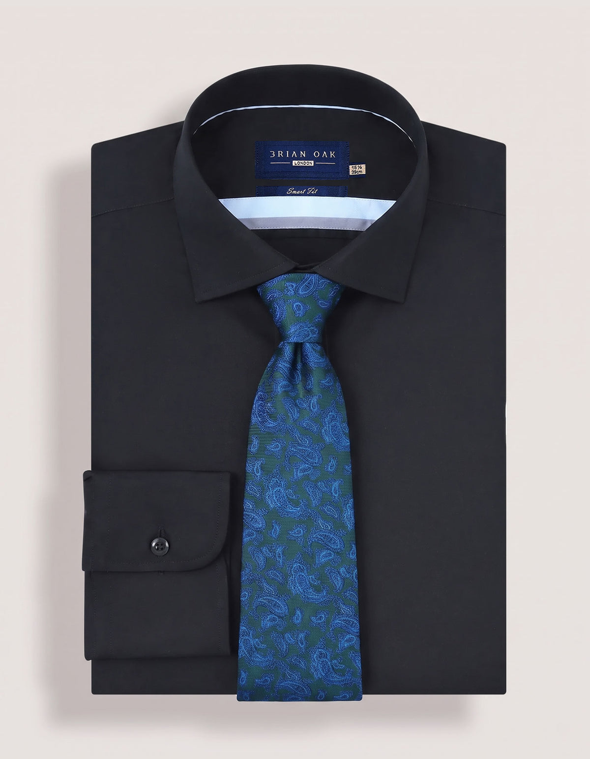 Forest Green and Blue Paisley Silk Tie