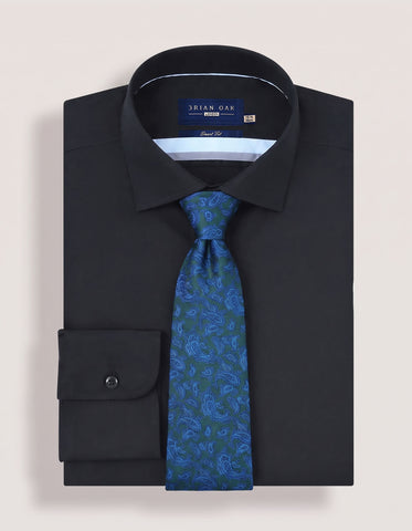 Forest Green and Blue Paisley Silk Tie