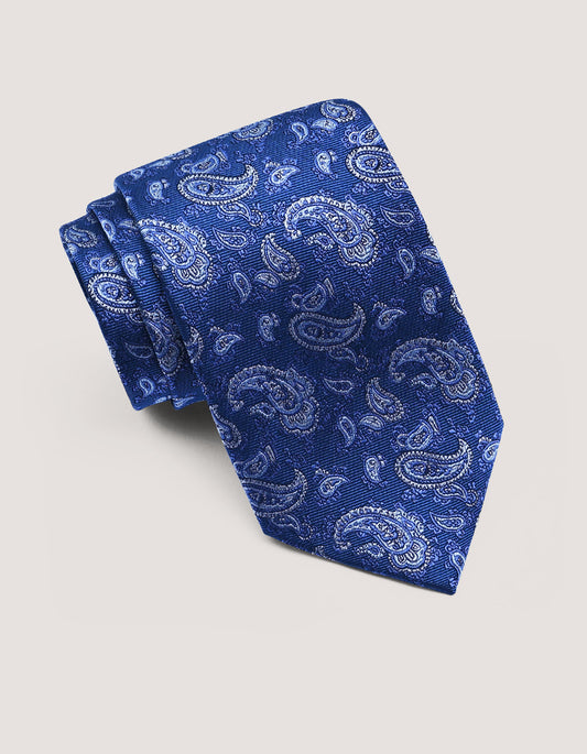 Steel Blue Silk Paisley Tie 