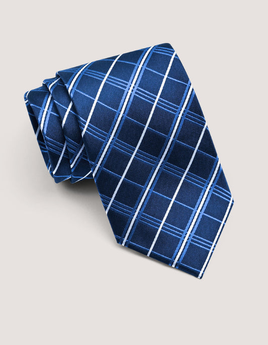 Navy Blue Men’s Checkered Tie 