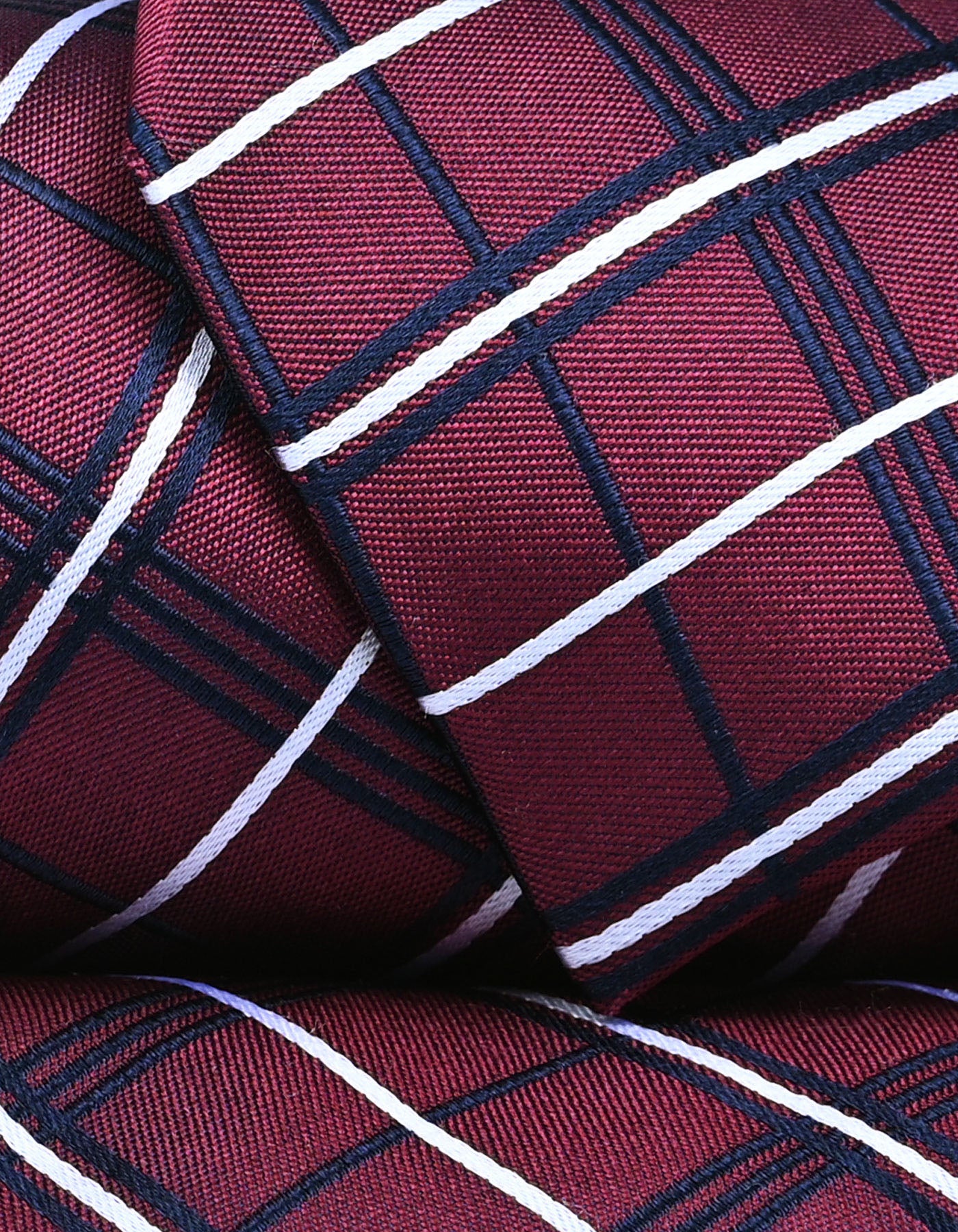 Maroon and Navy Check Silk Tie