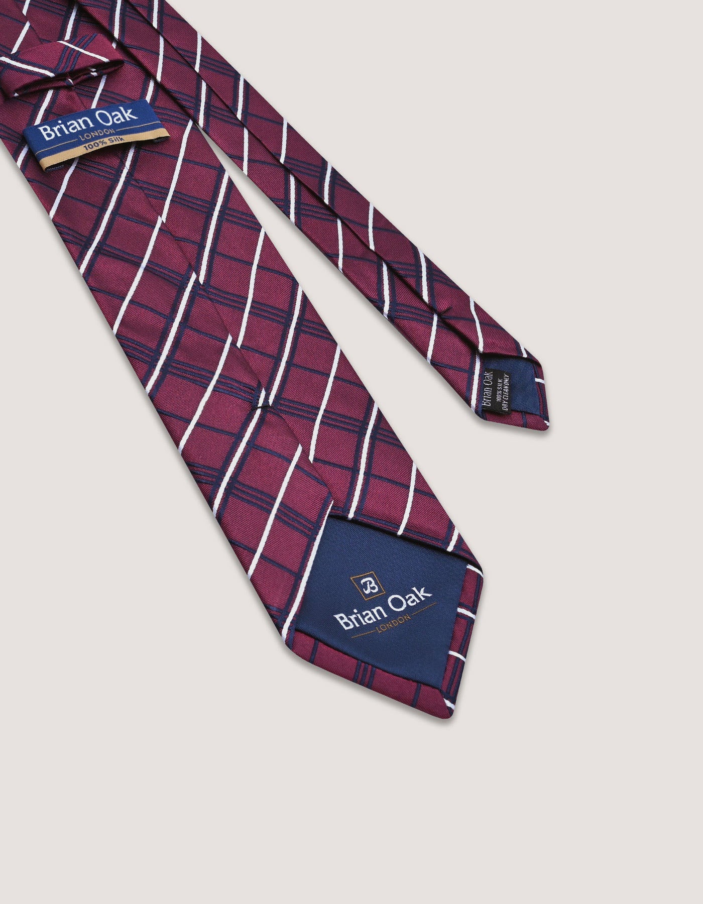 Maroon and Navy Check Silk Tie