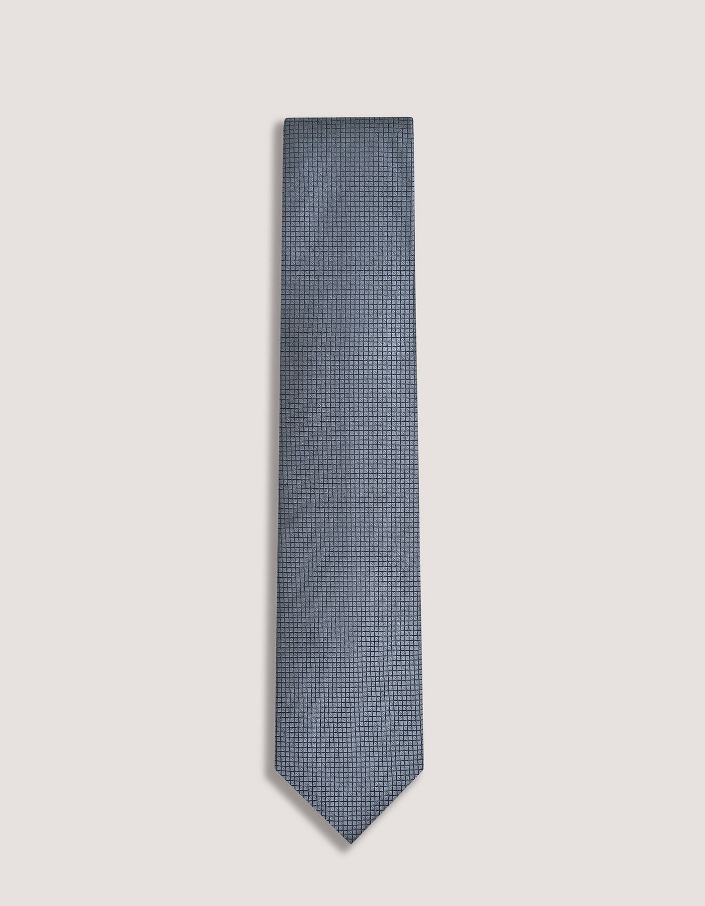 Metallic Grey Check Silk Tie