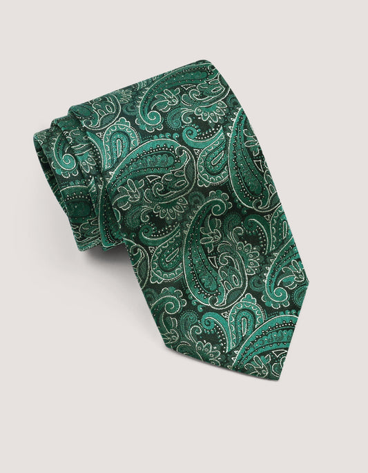 British Green Paisley Silk Tie 