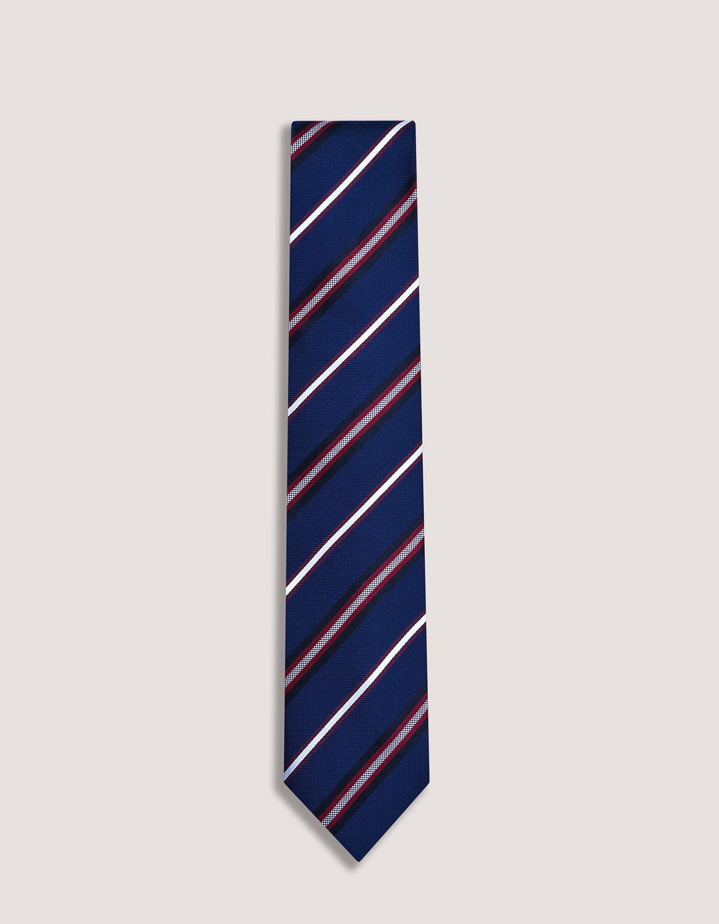 Navy and Red Striped Silk Tie