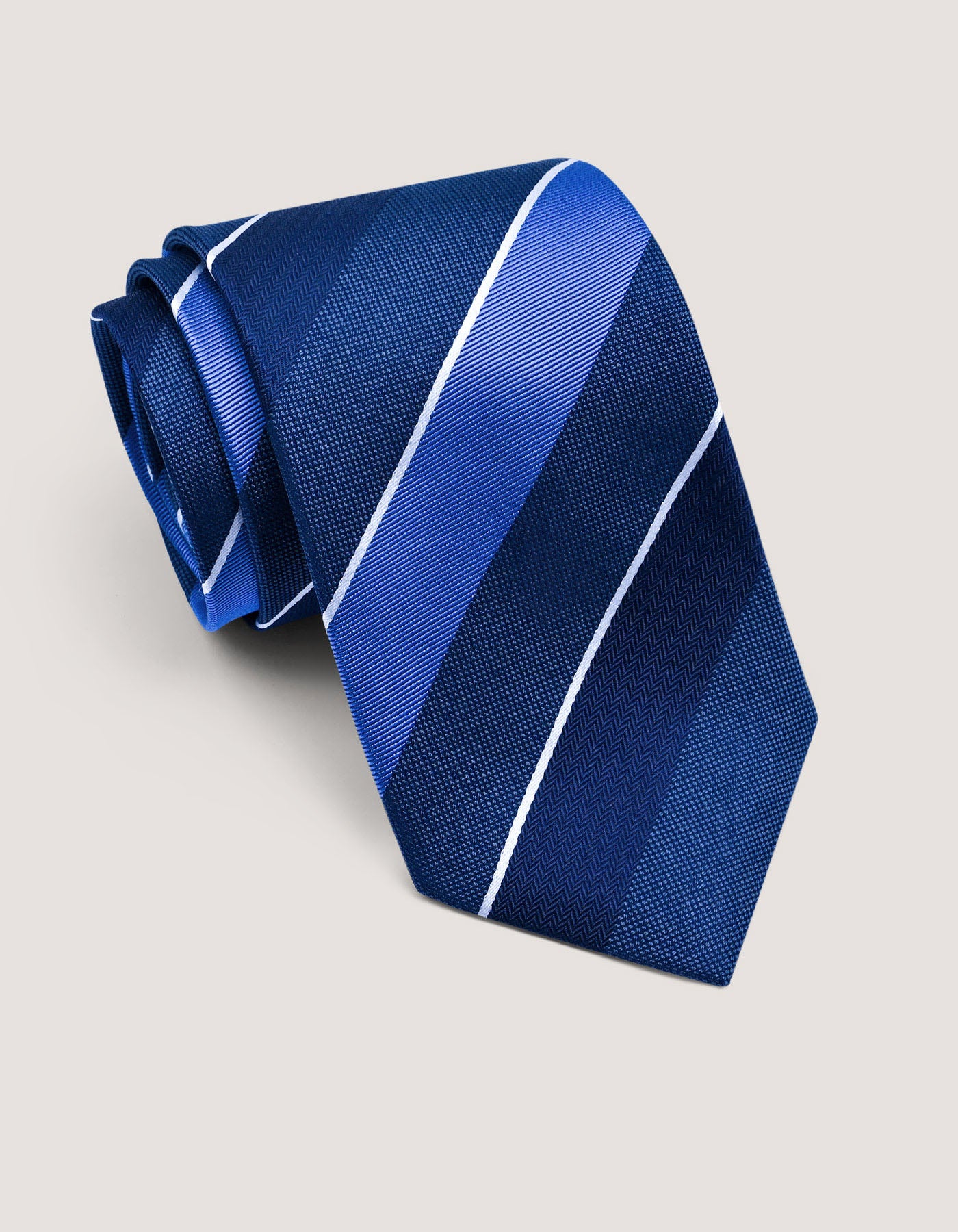 Space Blue Silk Tie with Stripes 