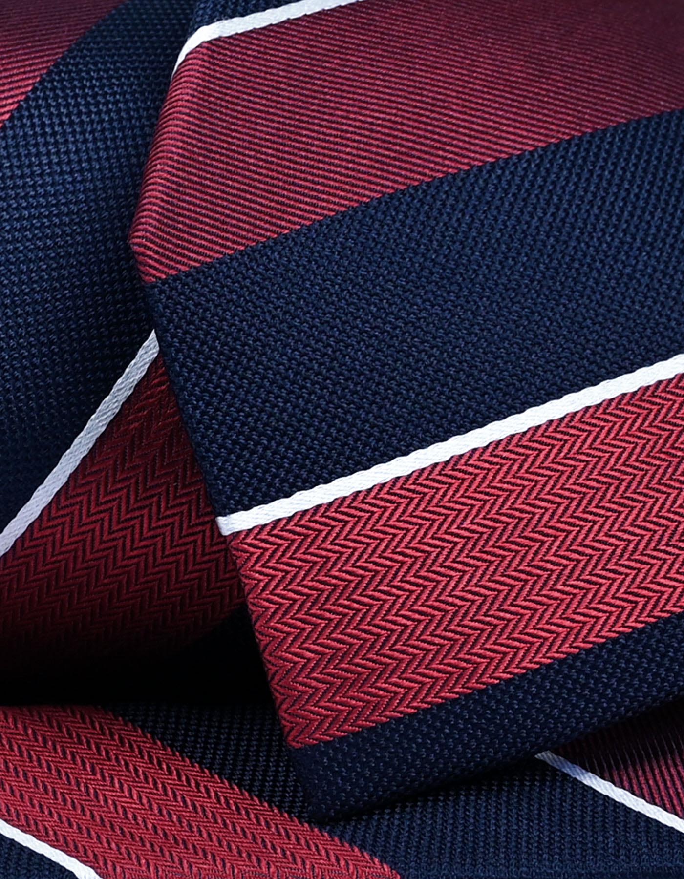 Maroon and Navy Regimental Silk Tie