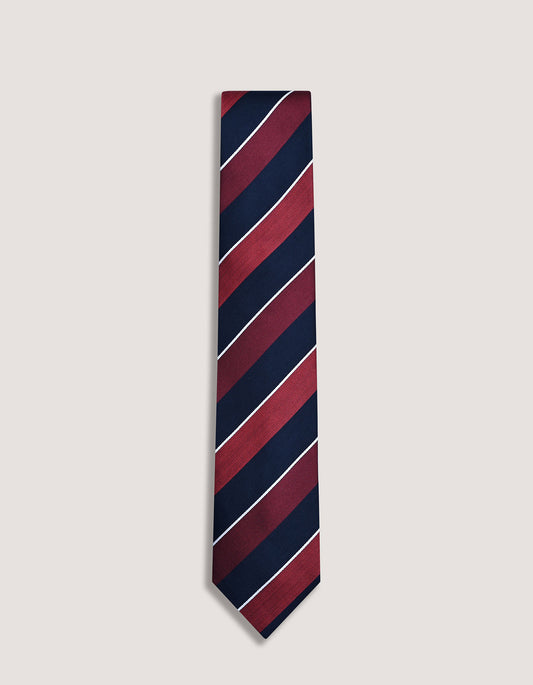 Maroon and Navy Regimental Silk Tie