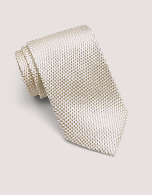 Cream Self Printed Silk Tie