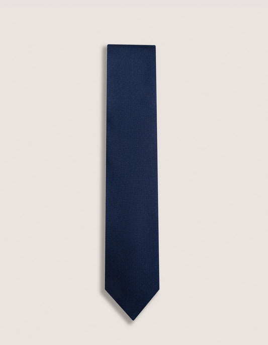 Navy Self Printed Silk Tie