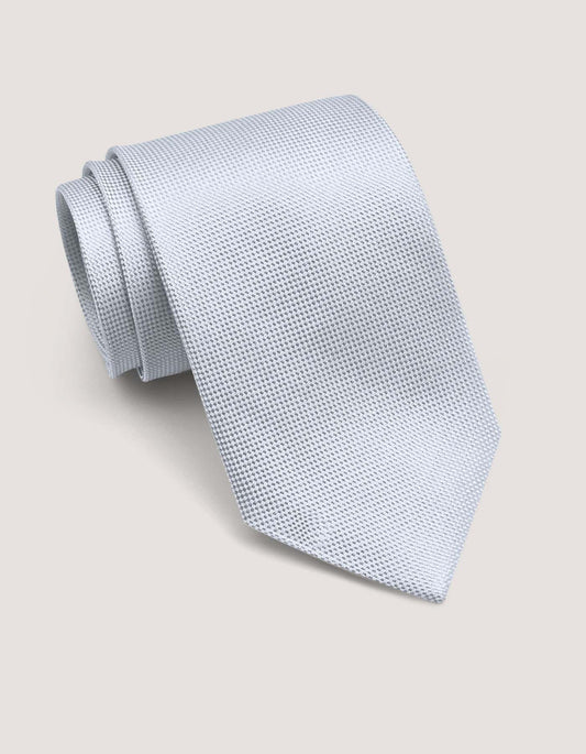 White Color Self Printed Silk Tie