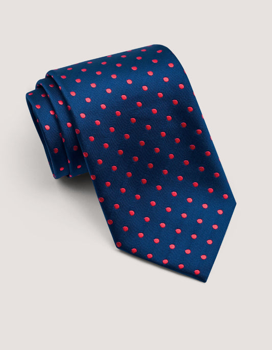 Red Silk Tie with Polka Dots 