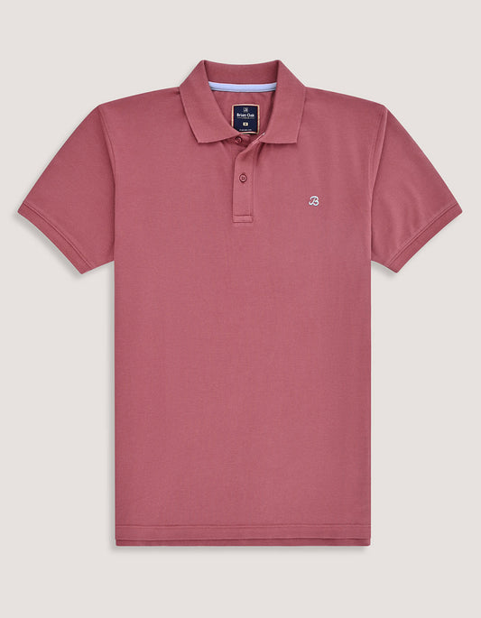 Polo piqué uni - Rose chaud