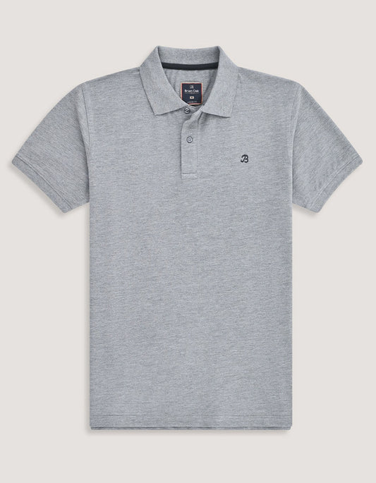 Polo uni gris chiné