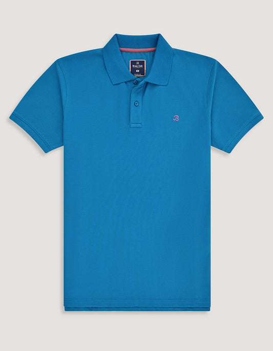 Polo en coton uni – Turquoise