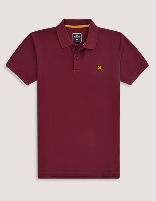 Polo piqué uni bordeaux