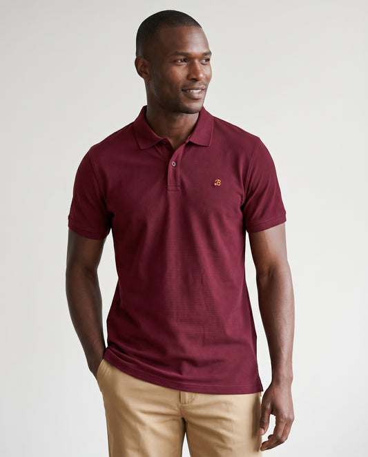 Polo piqué uni bordeaux