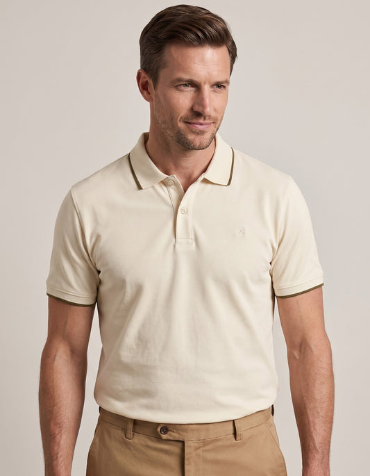 Polo blanc cassé de qualité supérieure pour homme