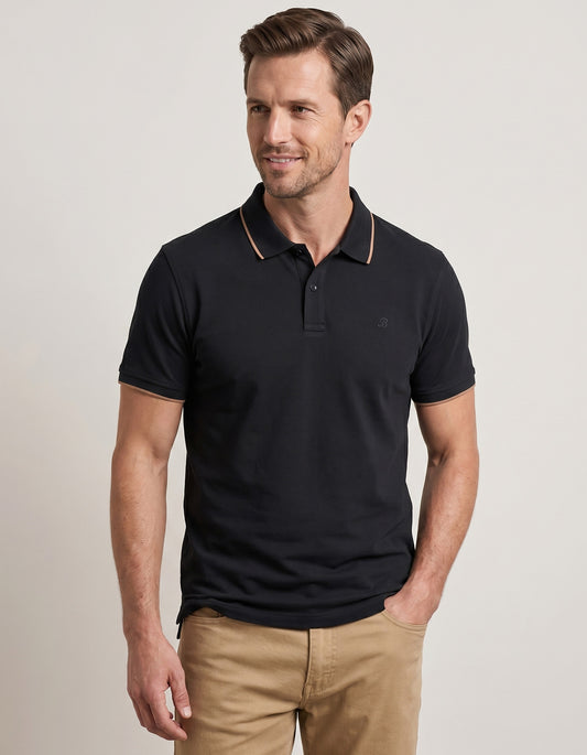 Polo piqué noir de qualité supérieure