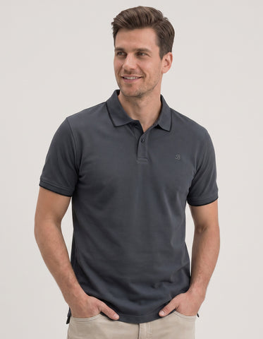 Polo piqué de qualité supérieure gris anthracite