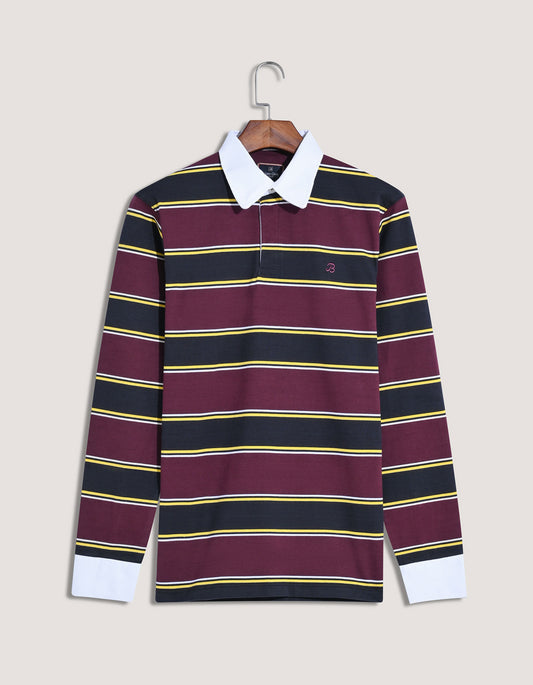 Navy Striped Cotton Rugby Shirt