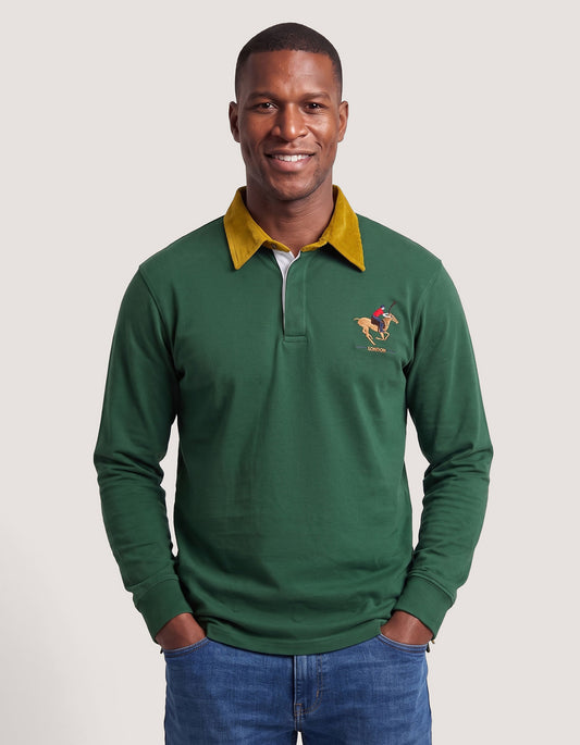 British Green Corduroy Collar Rugby Shirt