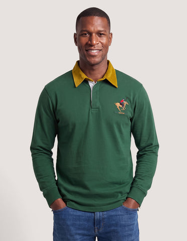British Green Corduroy Collar Rugby Shirt