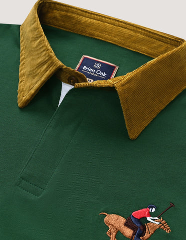 British Green Corduroy Collar Rugby Shirt