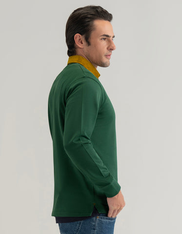 British Green Corduroy Collar Rugby Shirt